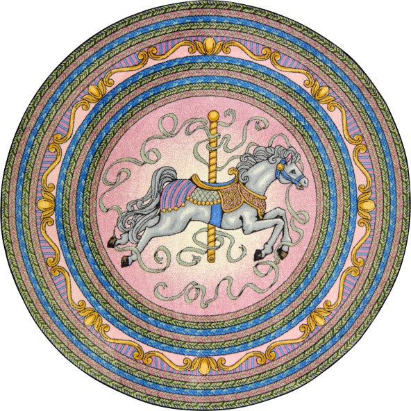 Joy Carpets Carousel Pink Area Rug – Kids Colorful Classroom Rug Joy Carpets