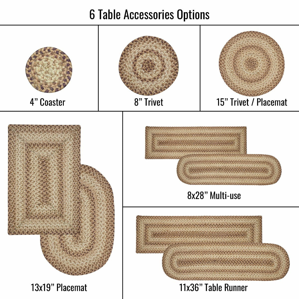 13x19 Cookie Dough PcMt Oval Set of 4 Homespice Rugs