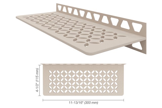 Schluter-SHELF-W Rectangular Wall Shelf for Tile Shower in Floral Schluter