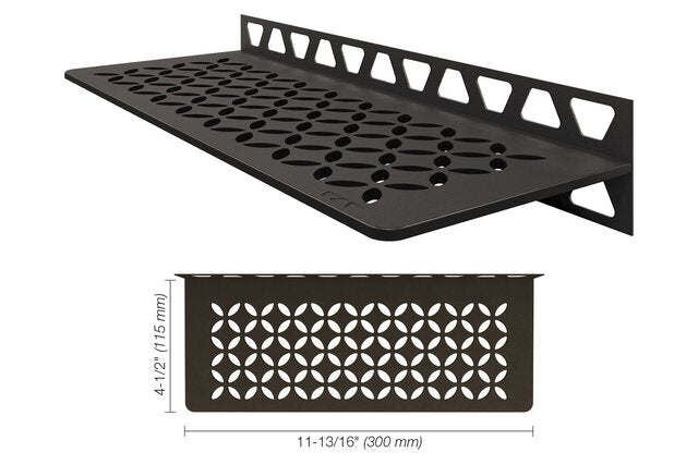 Schluter-SHELF-W Rectangular Wall Shelf for Tile Shower in Floral Schluter