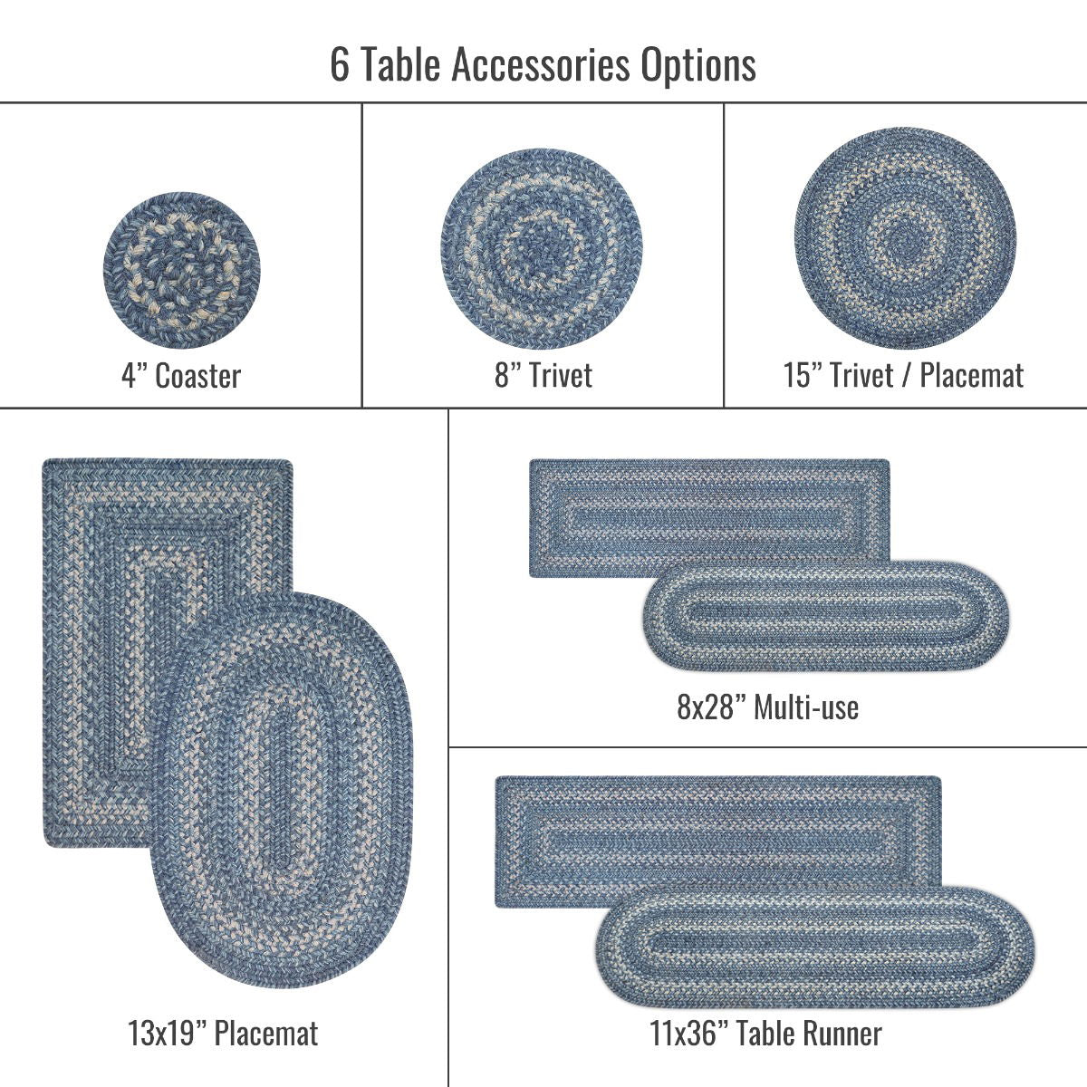8x28 Stair Treads Denim Oval Set of 13 Homespice Rugs