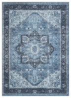 Mayberry Rugs Vintage Pompeii Blue Area Rug – Distressed Traditional Rug Mayberry Rug