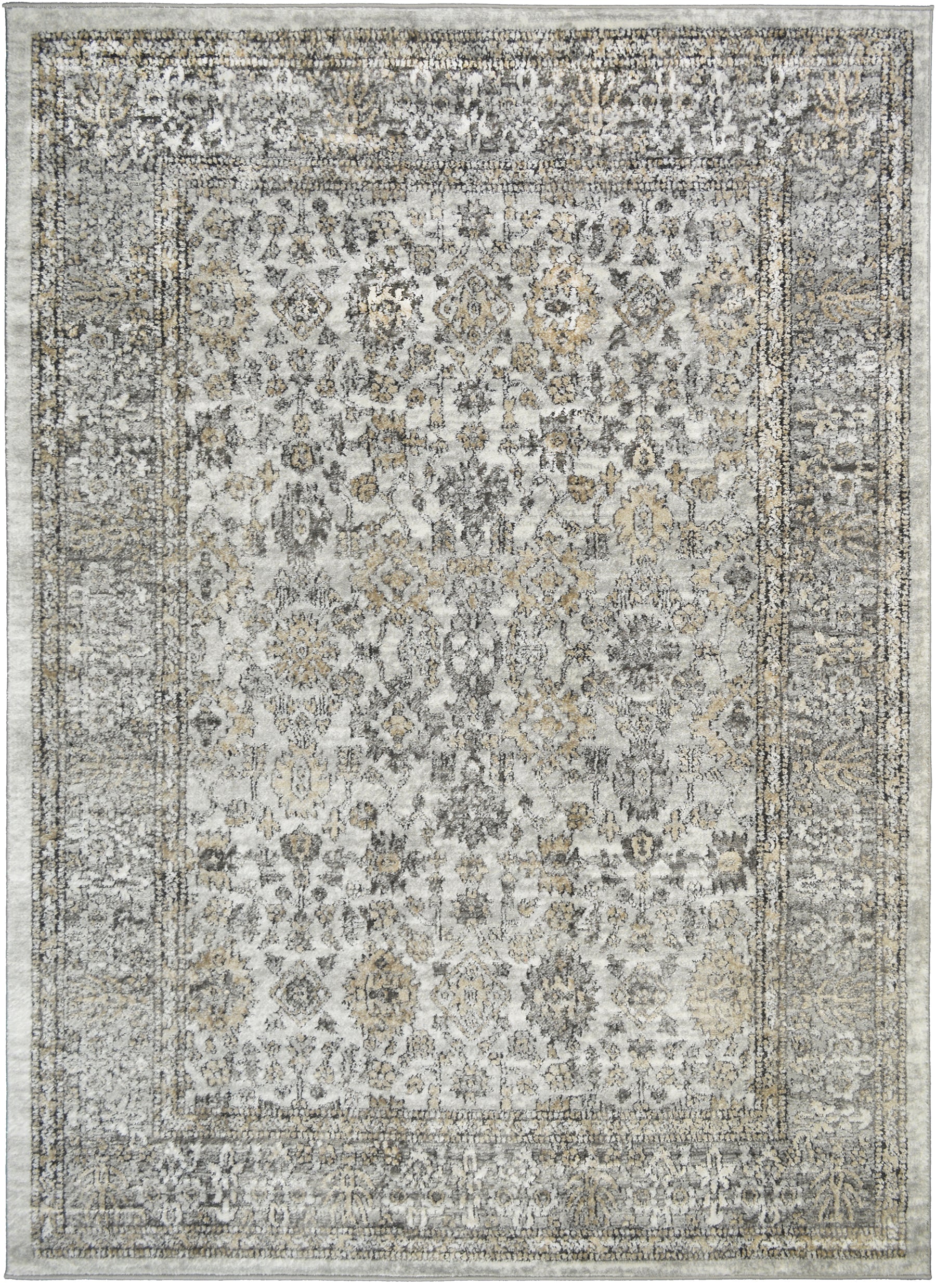 Mayberry Rugs Firenze Grandeur Ivory Gray Area Rug – Traditional Ornate Rug Mayberry Rug