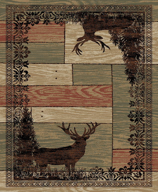 Mayberry Rugs American Destination Woodgrain Beige Area Rug – Rustic Cabin Rug Mayberry Rug