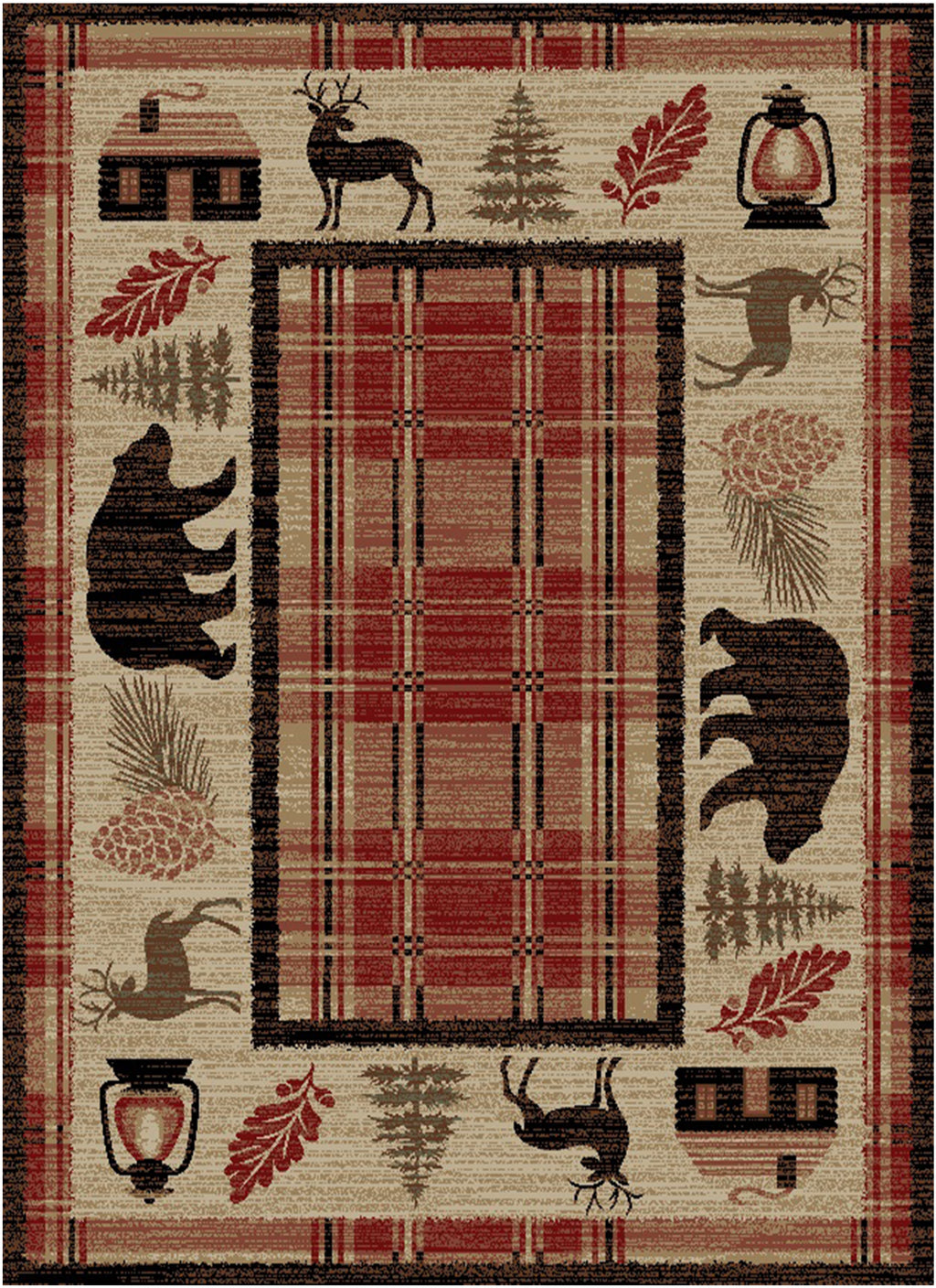 Mayberry Rugs Hearthside Cabin Fever Red Area Rug – Rustic Cabin Lodge Rug Mayberry Rug