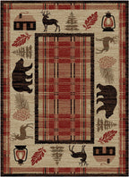 Mayberry Rugs Hearthside Cabin Fever Red Area Rug – Rustic Cabin Lodge Rug Mayberry Rug
