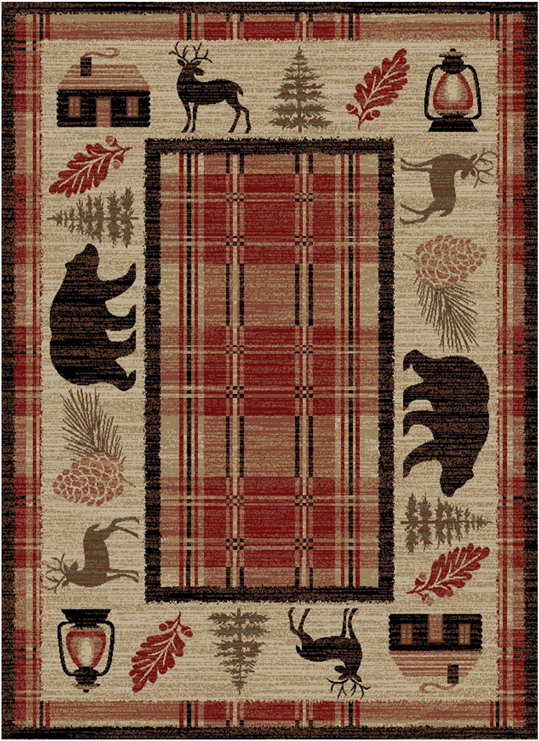 Mayberry Rugs Hearthside Cabin Fever Red Area Rug – Rustic Cabin Lodge Rug Mayberry Rug