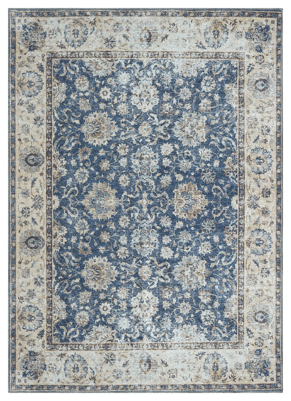 Mayberry Rugs Vintage Thebes Blue Area Rug – Distressed Traditional Rug Mayberry Rug