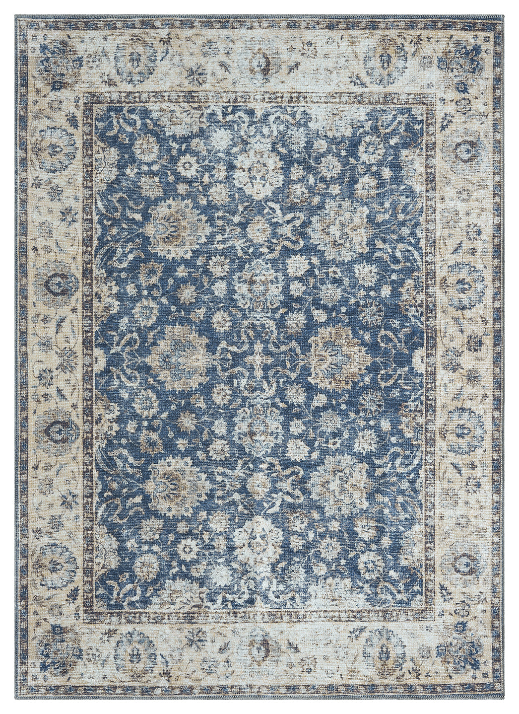 Mayberry Rugs Vintage Thebes Blue Area Rug – Distressed Traditional Rug Mayberry Rug