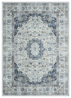 Mayberry Rugs Vintage Lisbon Cream Navy Area Rug – Distressed Traditional Rug Mayberry Rug