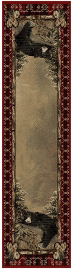 Mayberry Rugs Lodge King Lazy Bear Red Area Rug – Rustic Cabin Lodge Rug Mayberry Rug