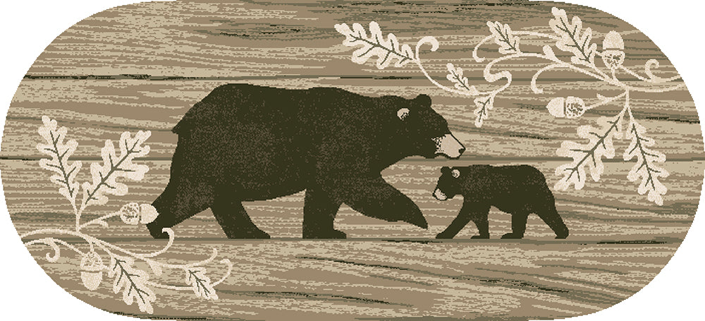Mayberry Rugs Cozy Cabin Foliage Bear Tan Area Rug – Rustic Cabin Lodge Rug Mayberry Rug