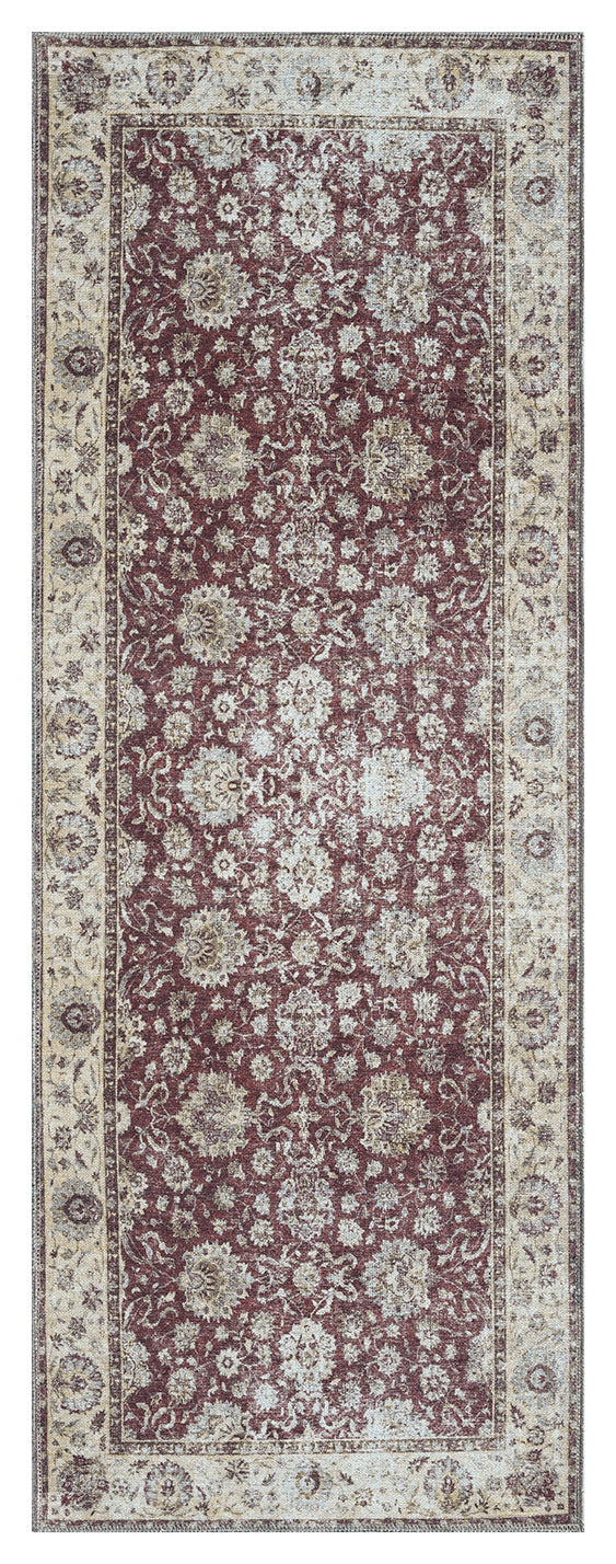 Mayberry Rugs Vintage Thebes Red Area Rug – Distressed Traditional Rug Mayberry Rug
