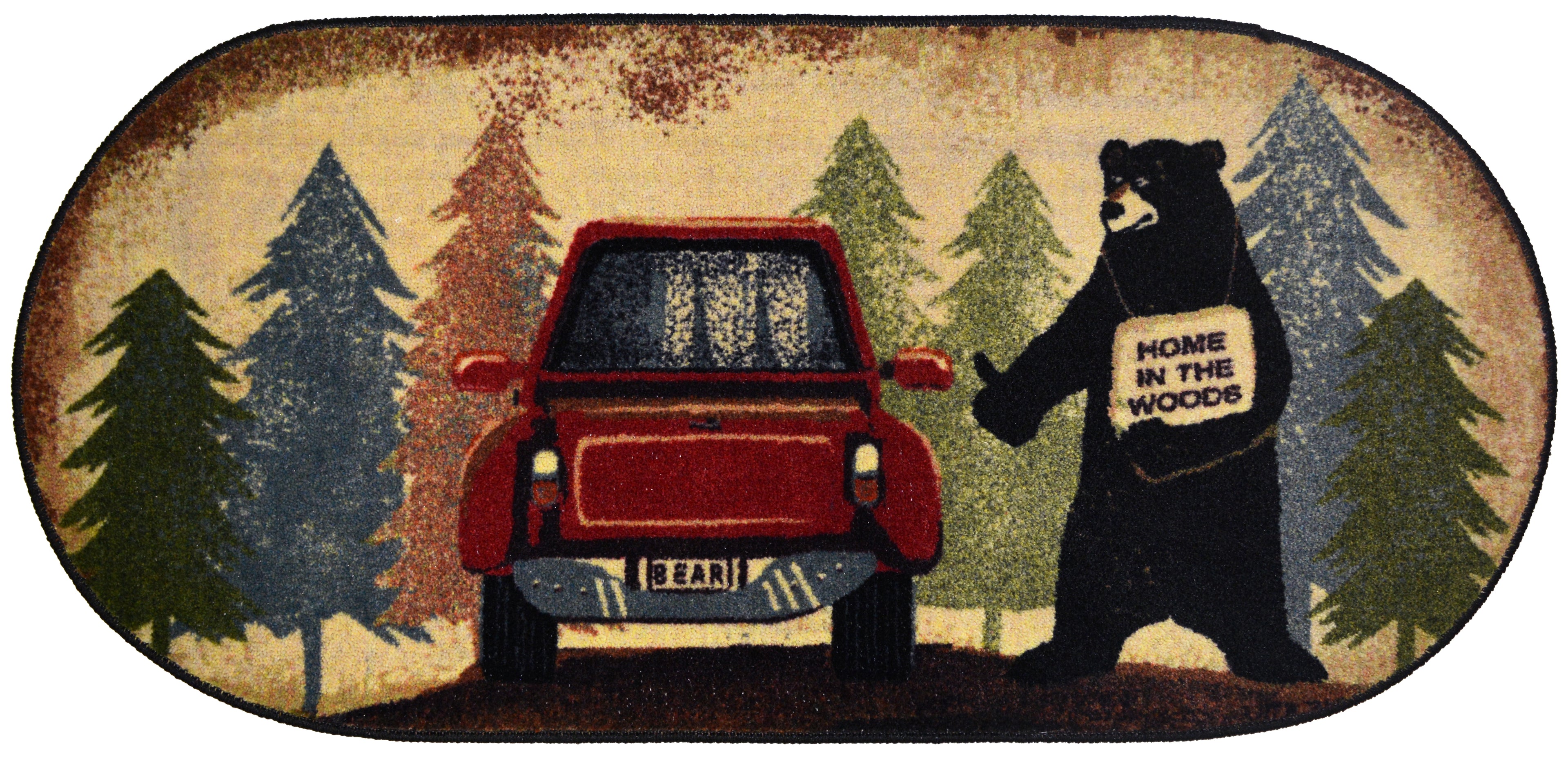 Mayberry Rugs Cozy Cabin Hitchhiking Bear Brown Area Rug – Rustic Cabin Lodge Rug Mayberry Rug