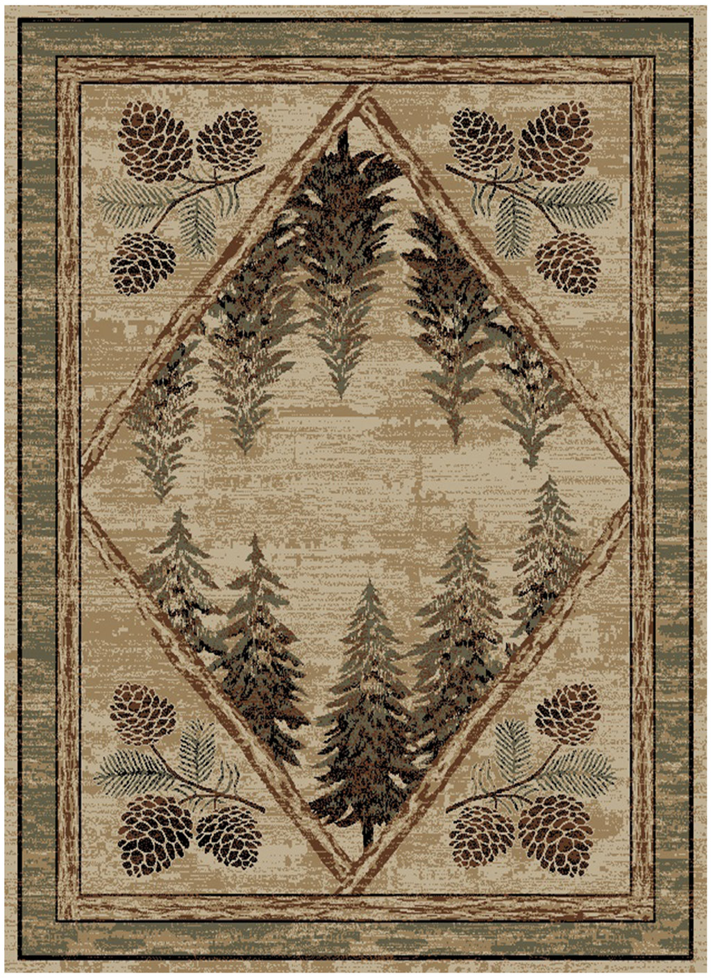 Mayberry Rugs Hearthside Pinetops Antique Area Rug – Rustic Cabin Lodge Rug Mayberry Rug