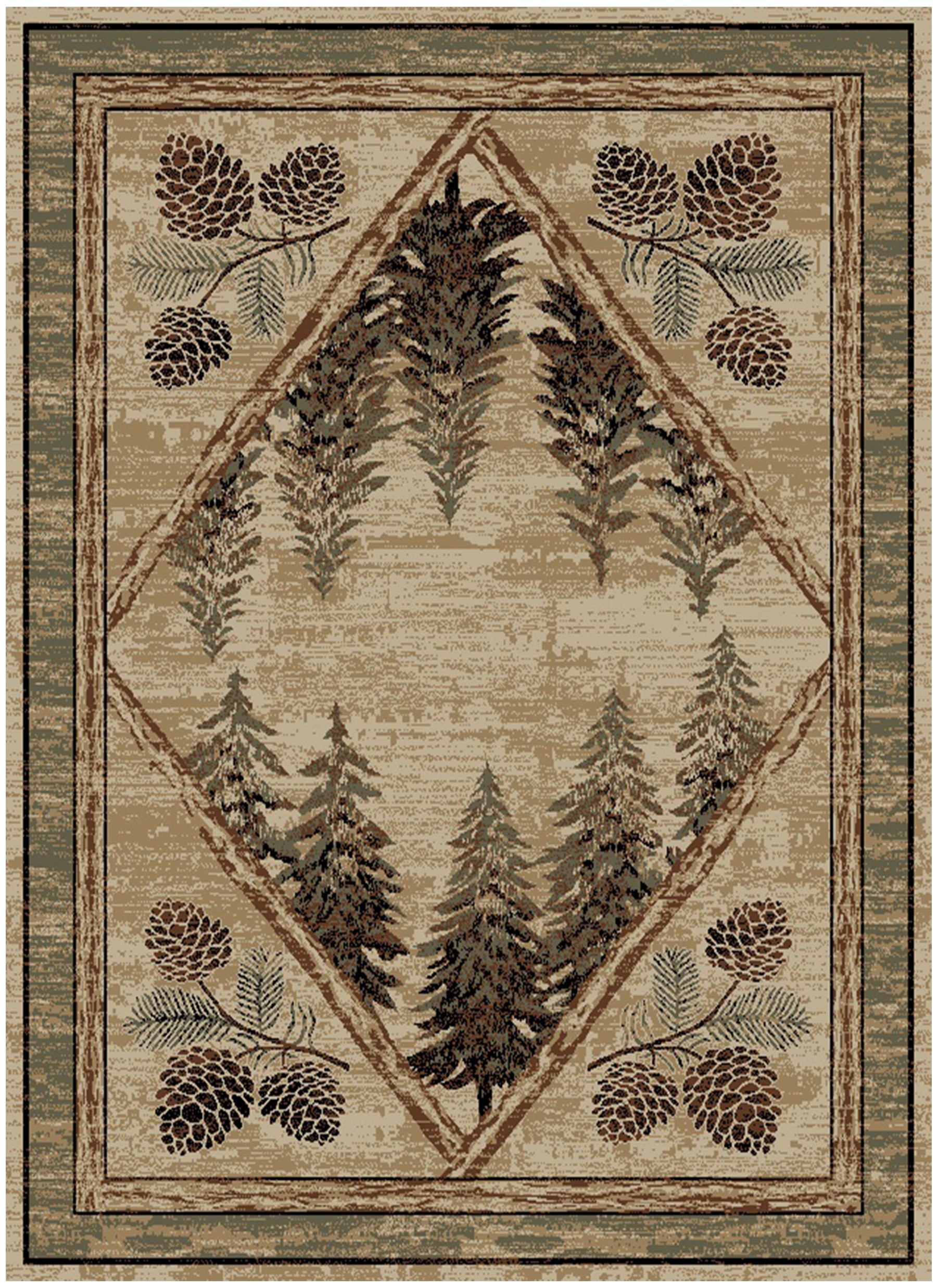 Mayberry Rugs Hearthside Pinetops Antique Area Rug – Rustic Cabin Lodge Rug Mayberry Rug