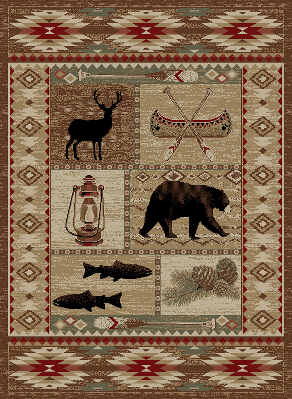 Mayberry Rugs American Destination River Camp Multi Area Rug – Rustic Lodge Rug Mayberry Rug