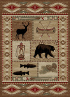 Mayberry Rugs American Destination River Camp Multi Area Rug – Rustic Lodge Rug Mayberry Rug