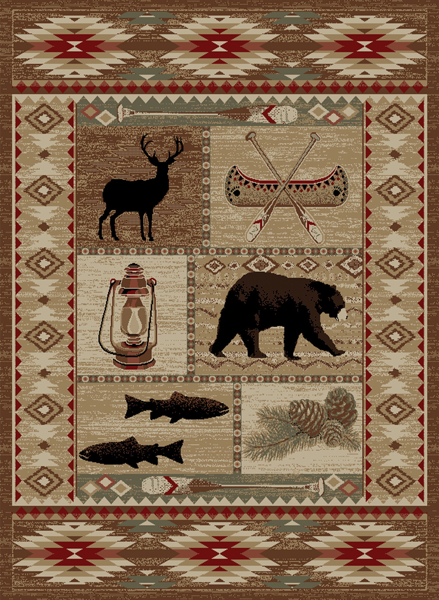 Mayberry Rugs American Destination River Camp Multi Area Rug – Rustic Lodge Rug Mayberry Rug