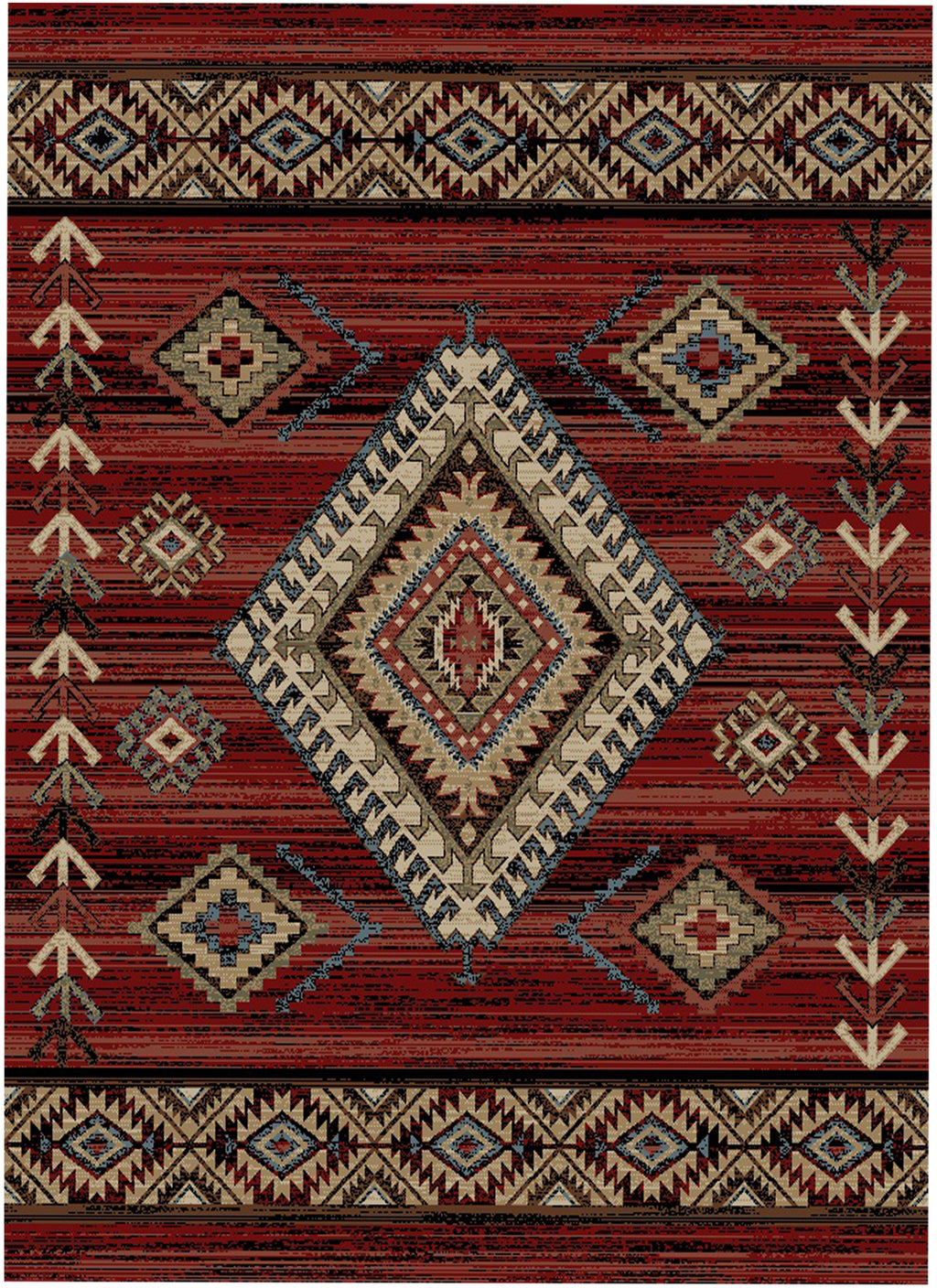 Mayberry Rugs Hearthside Longview Red Area Rug – Rustic Cabin Lodge Rug Mayberry Rug