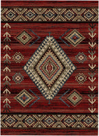 Mayberry Rugs Hearthside Longview Red Area Rug – Rustic Cabin Lodge Rug Mayberry Rug