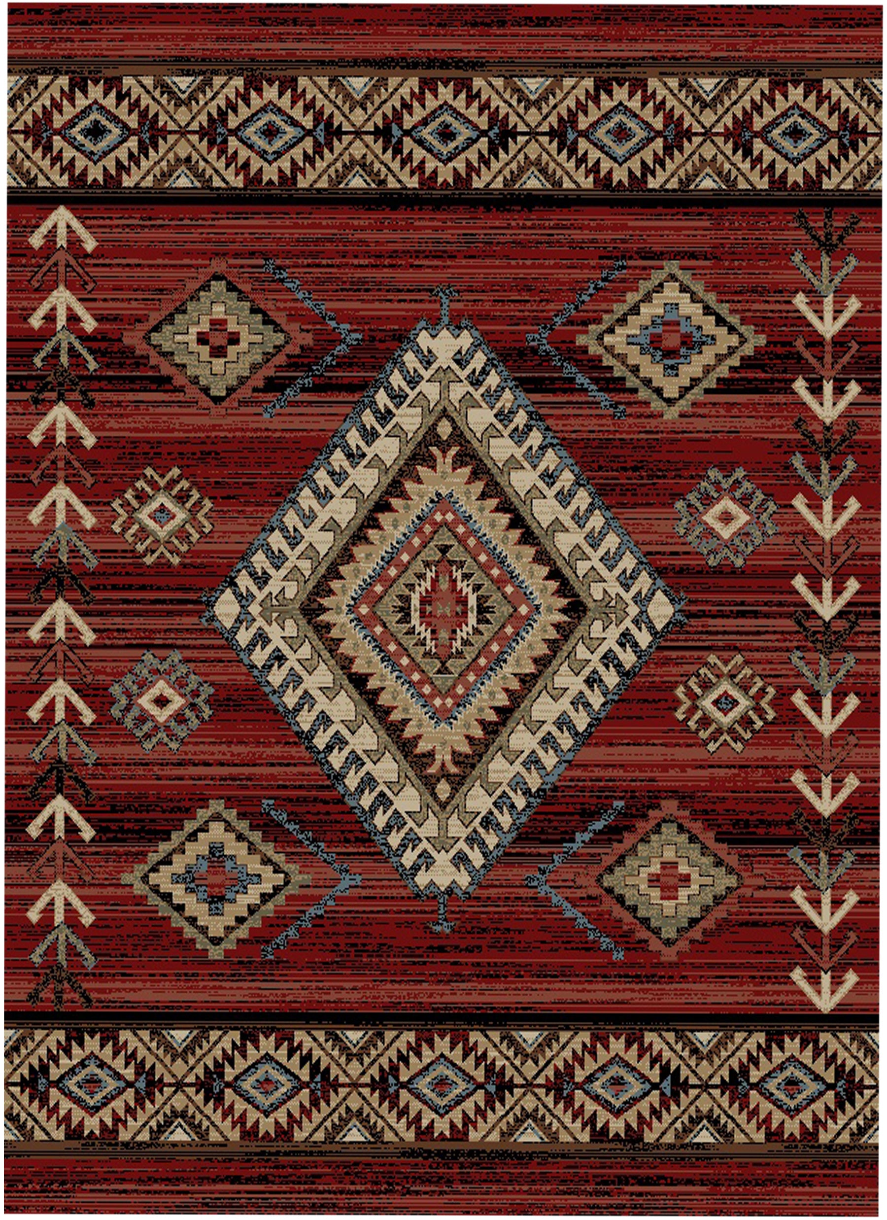 Mayberry Rugs Hearthside Longview Red Area Rug – Rustic Cabin Lodge Rug Mayberry Rug