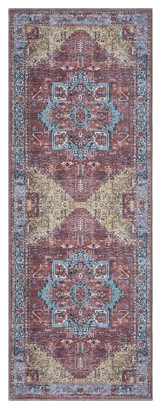 Mayberry Rugs Vintage Pompeii Red Area Rug – Distressed Traditional Rug Mayberry Rug