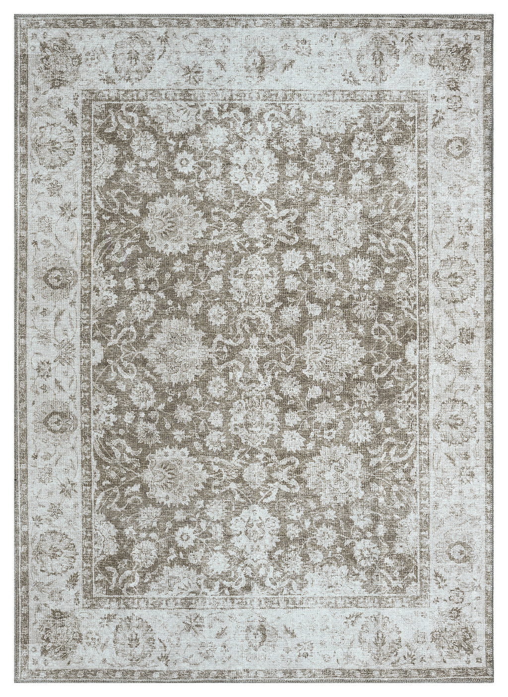 Mayberry Rugs Vintage Thebes Brown Area Rug – Distressed Traditional Rug Mayberry Rug