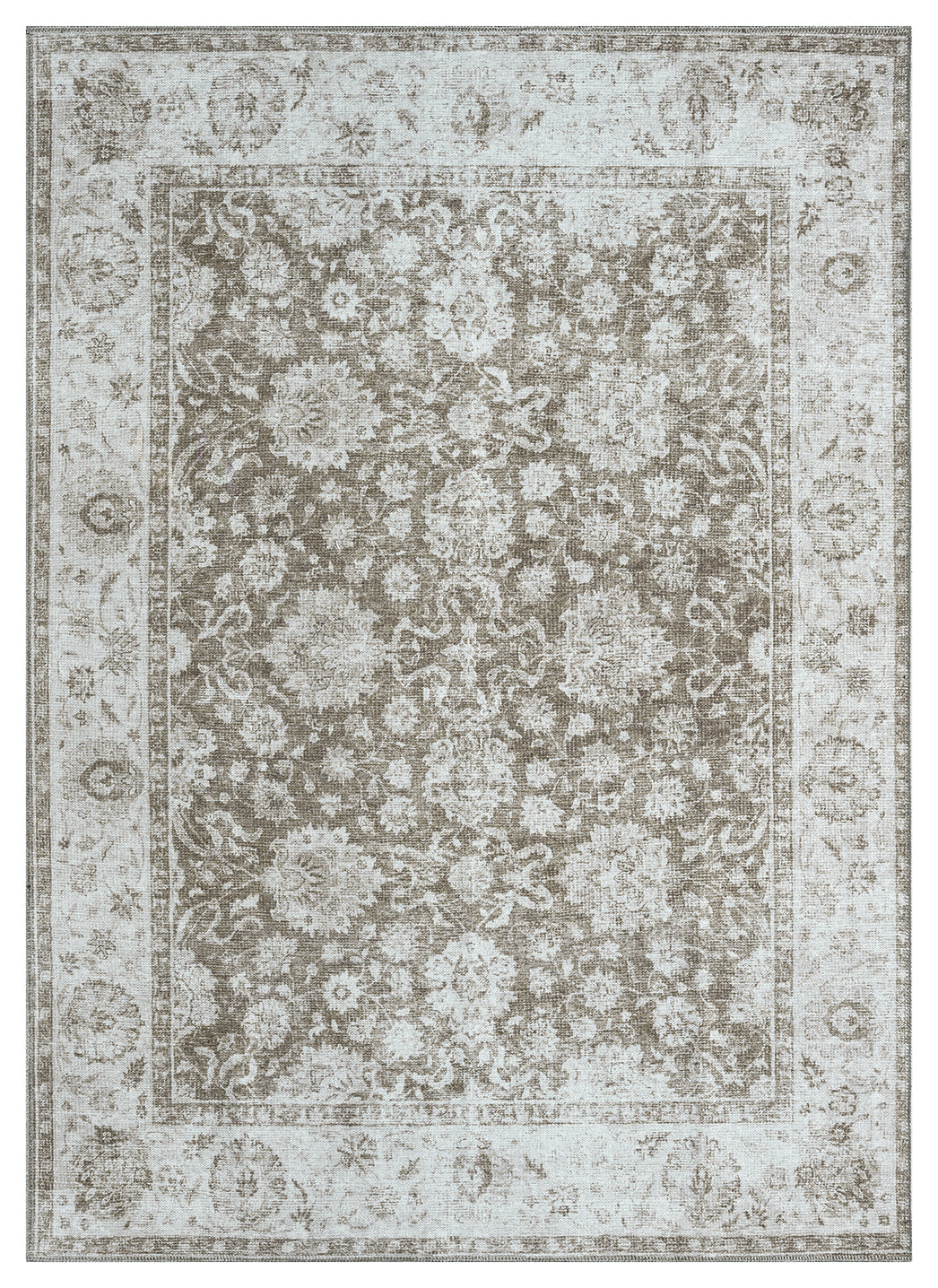 Mayberry Rugs Vintage Thebes Brown Area Rug – Distressed Traditional Rug Mayberry Rug