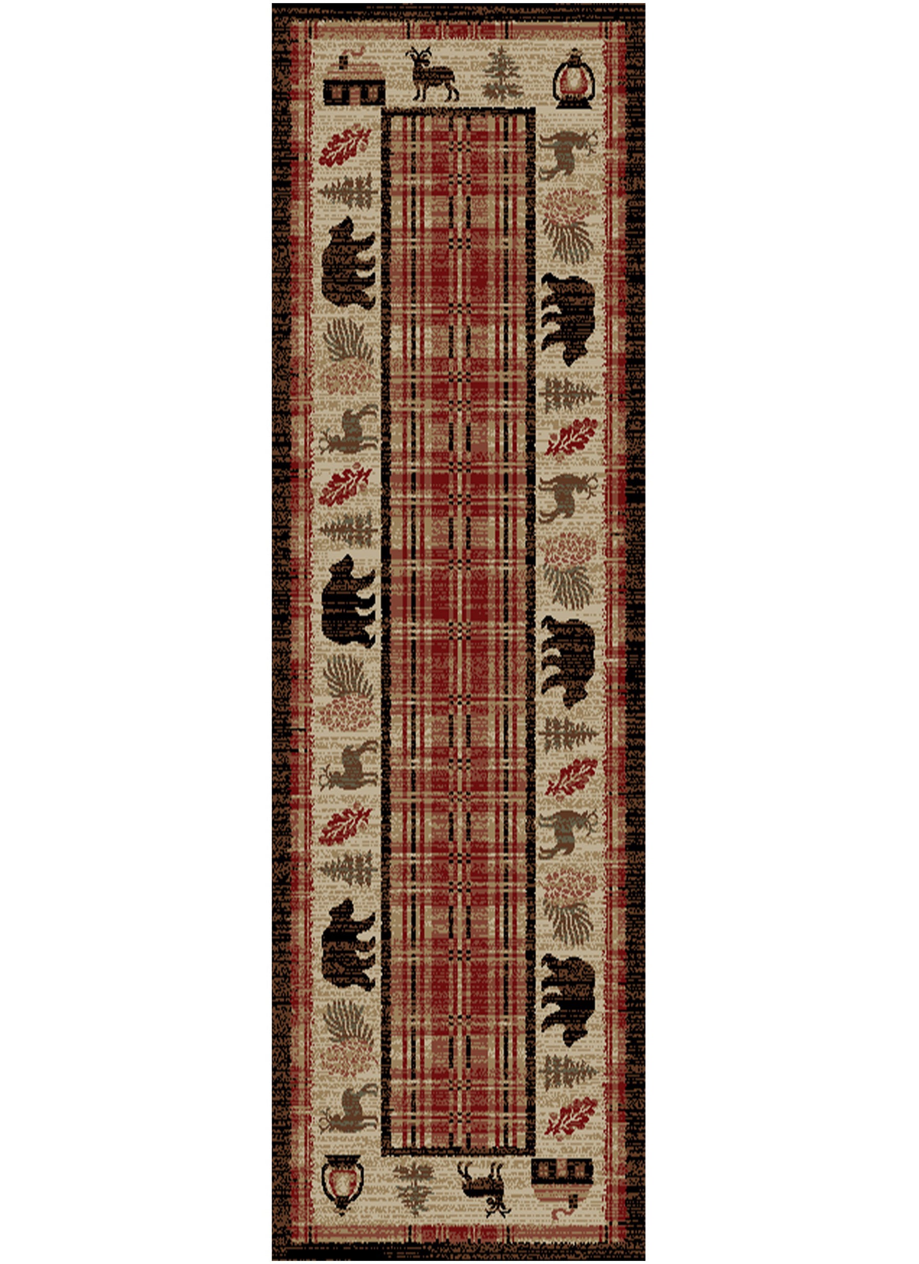 Mayberry Rugs Hearthside Cabin Fever Red Area Rug – Rustic Cabin Lodge Rug Mayberry Rug