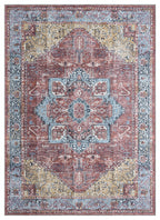 Mayberry Rugs Vintage Pompeii Red Area Rug – Distressed Traditional Rug Mayberry Rug