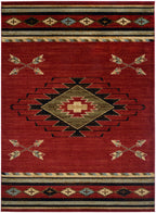 Mayberry Rugs American Destination Arrowhead Red Area Rug – Southwestern Lodge Rug Mayberry Rug