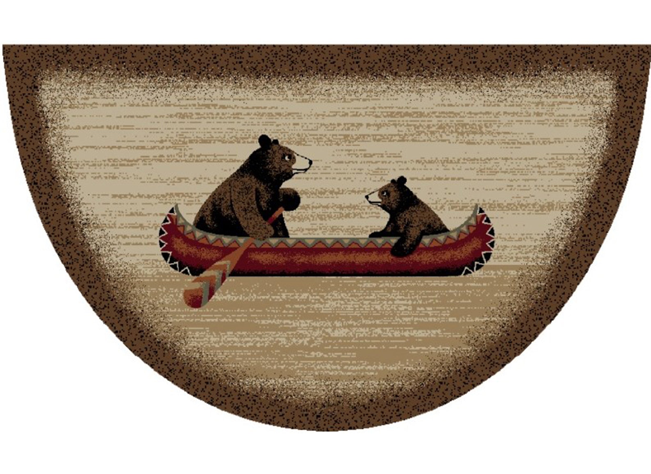 Mayberry Rugs Cozy Cabin Bear Canoe Brown Area Rug – Rustic Cabin Lodge Rug Mayberry Rug