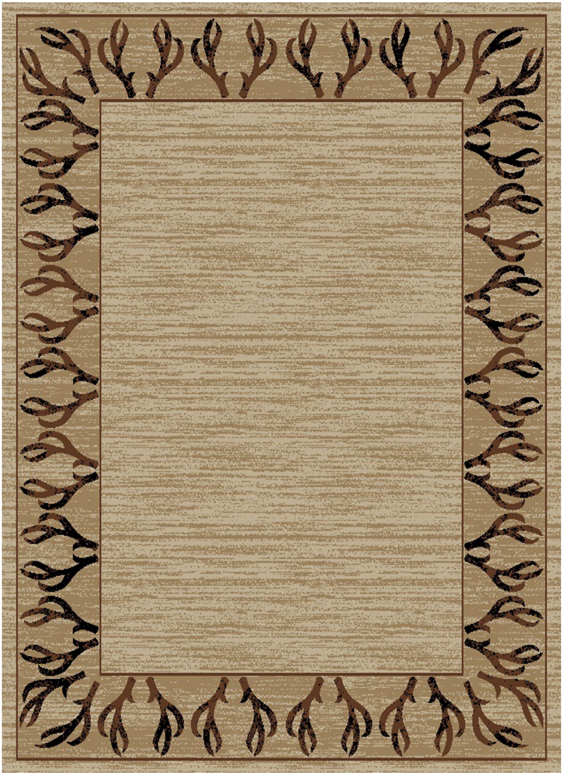 Mayberry Rugs Hearthside Antler Beige Area Rug – Rustic Cabin Lodge Rug Mayberry Rug