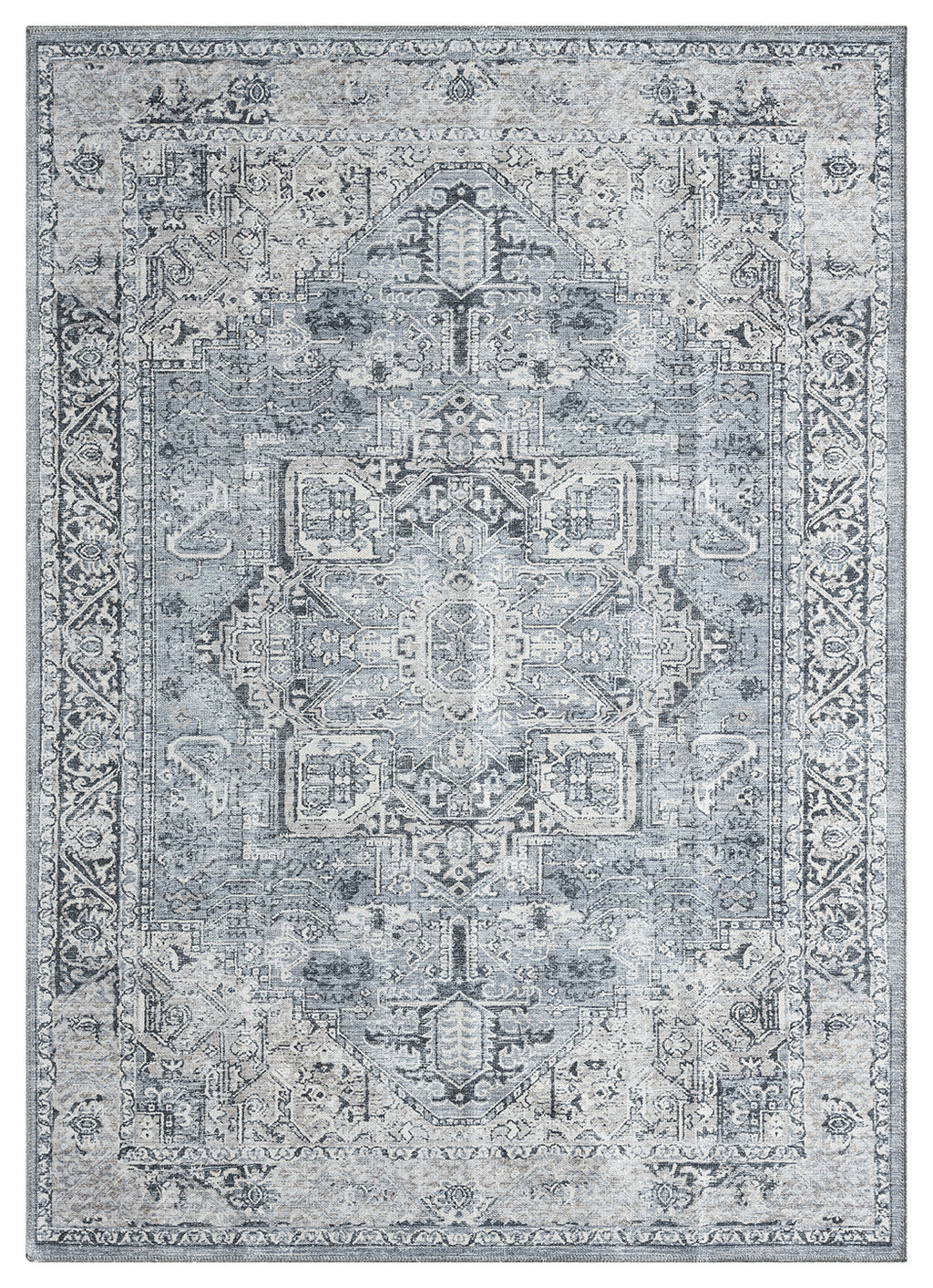 Mayberry Rugs Vintage Pompeii Gray Area Rug – Distressed Traditional Rug Mayberry Rug