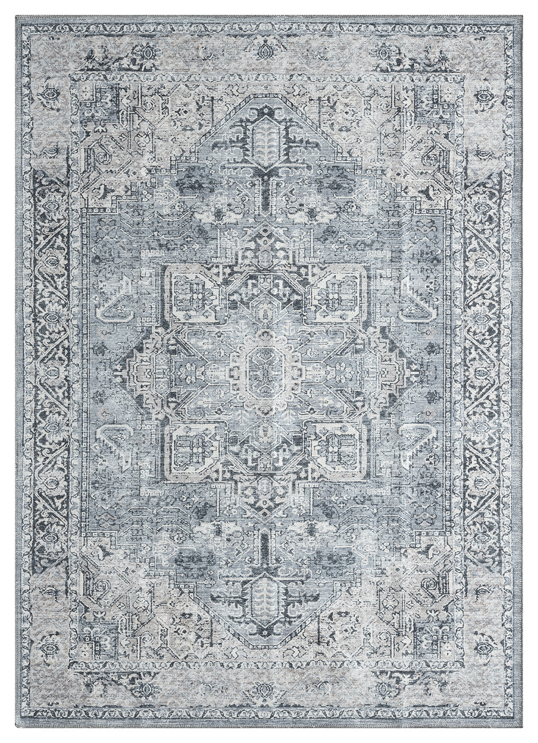Mayberry Rugs Vintage Pompeii Gray Area Rug – Distressed Traditional Rug Mayberry Rug