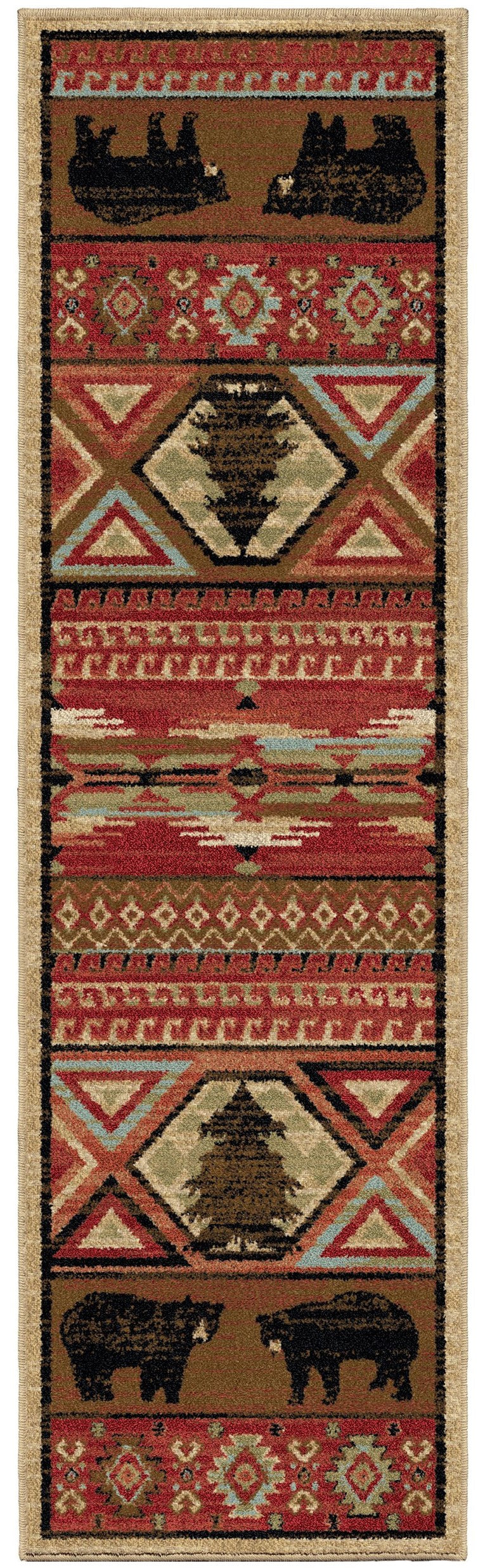 Mayberry Rugs Lodge King Red Pine Red Area Rug – Rustic Cabin Lodge Rug Mayberry Rug