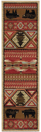 Mayberry Rugs Lodge King Red Pine Red Area Rug – Rustic Cabin Lodge Rug Mayberry Rug