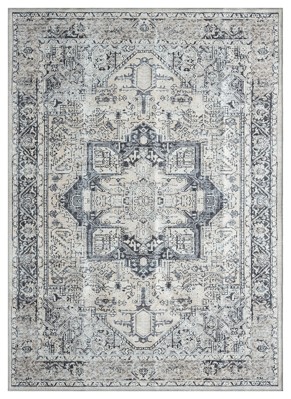 Mayberry Rugs Vintage Thebes Charcoal Area Rug – Distressed Traditional Rug Mayberry Rug
