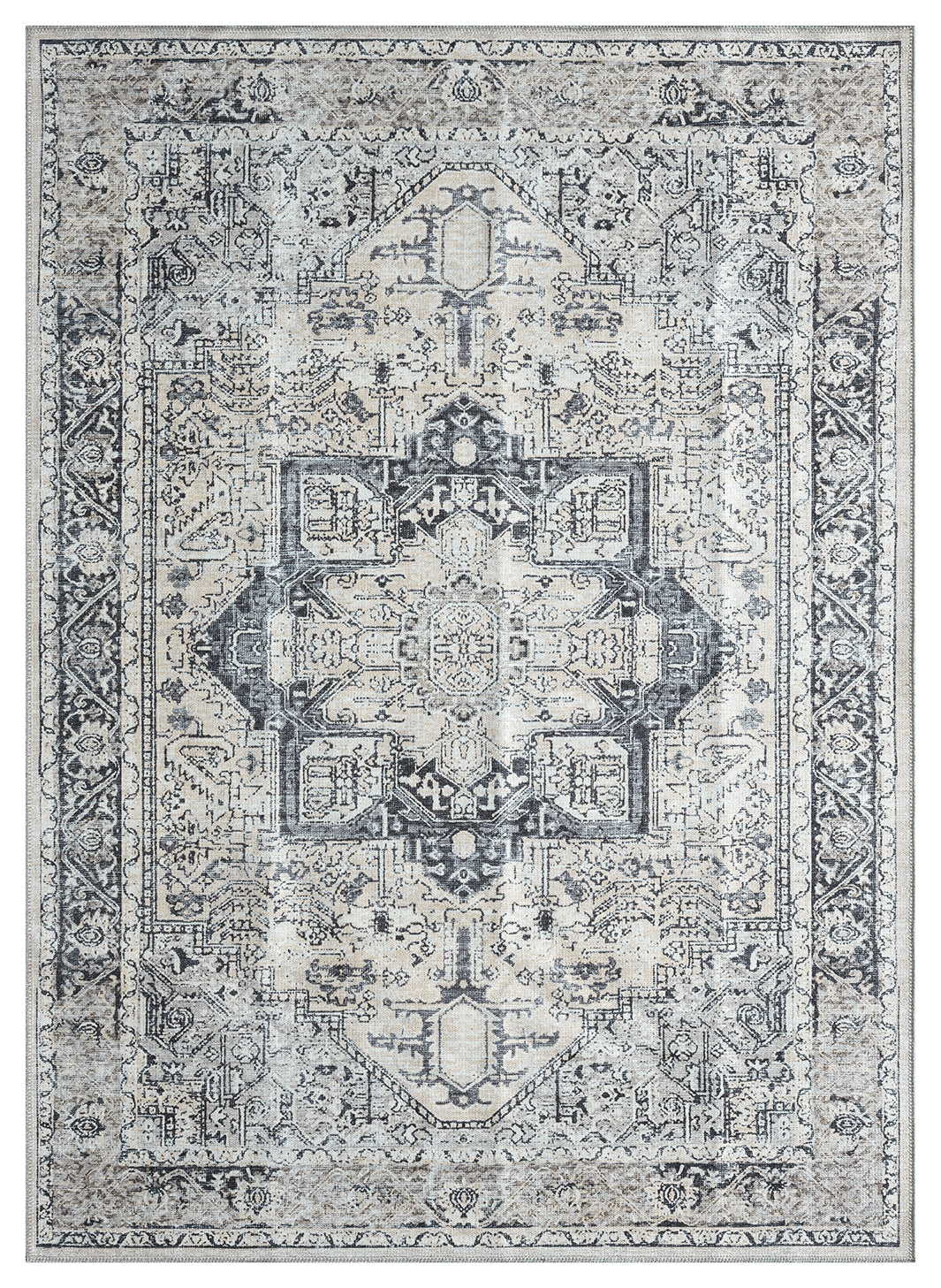 Mayberry Rugs Vintage Thebes Charcoal Area Rug – Distressed Traditional Rug Mayberry Rug