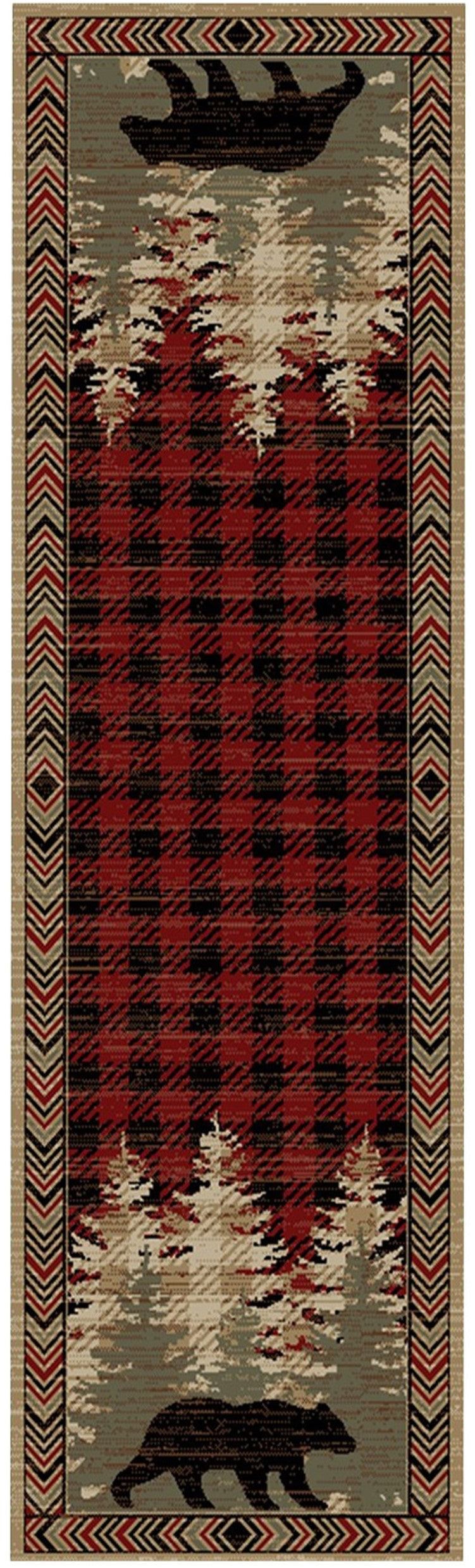 Mayberry Rugs American Destination Blowing Rock Red Area Rug – Rustic Lodge Rug Mayberry Rug