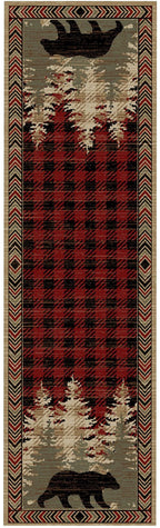 Mayberry Rugs American Destination Blowing Rock Red Area Rug – Rustic Lodge Rug Mayberry Rug