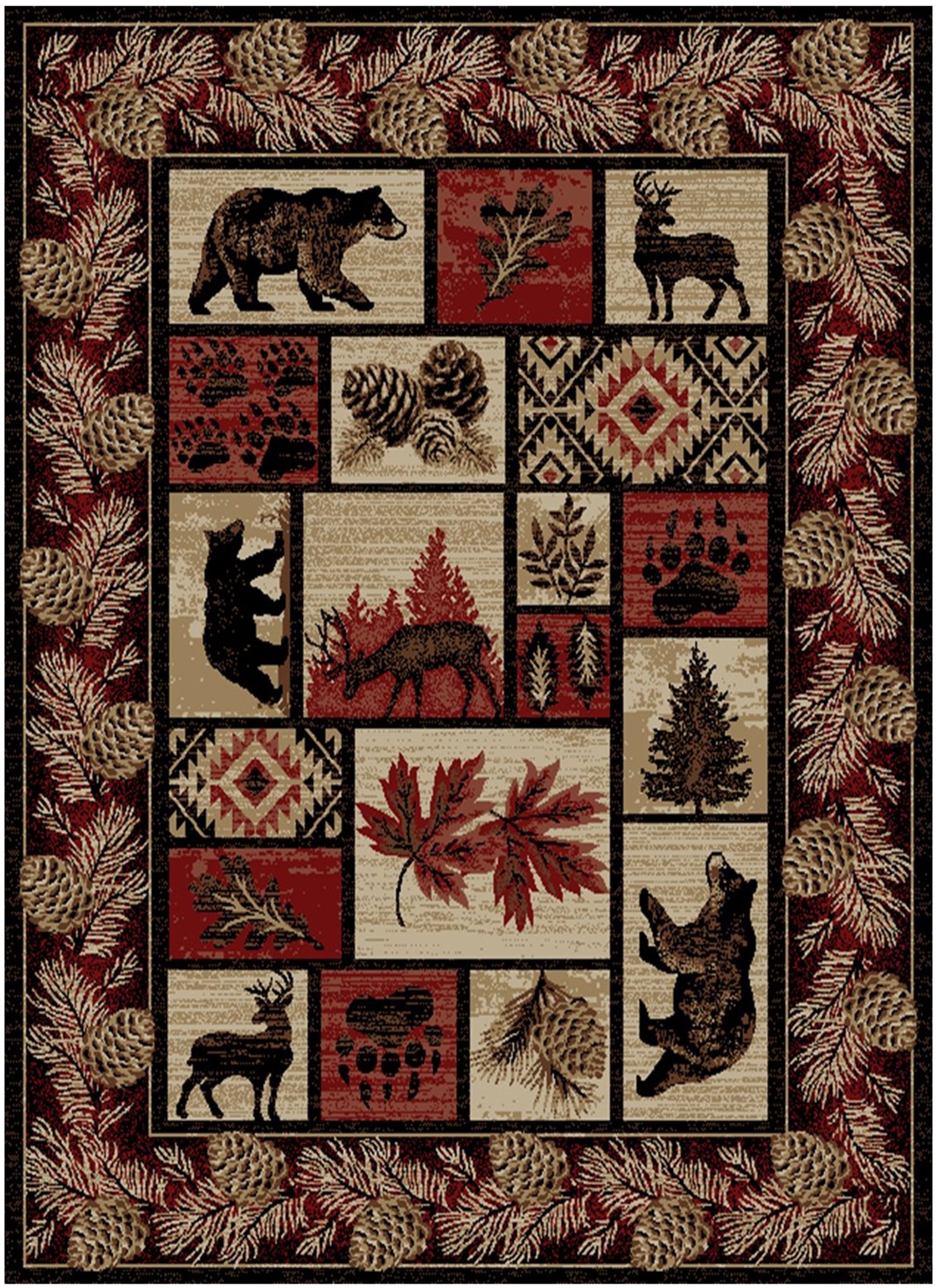 Mayberry Rugs Hearthside Dawn Woods Multi Area Rug – Rustic Cabin Lodge Rug Mayberry Rug