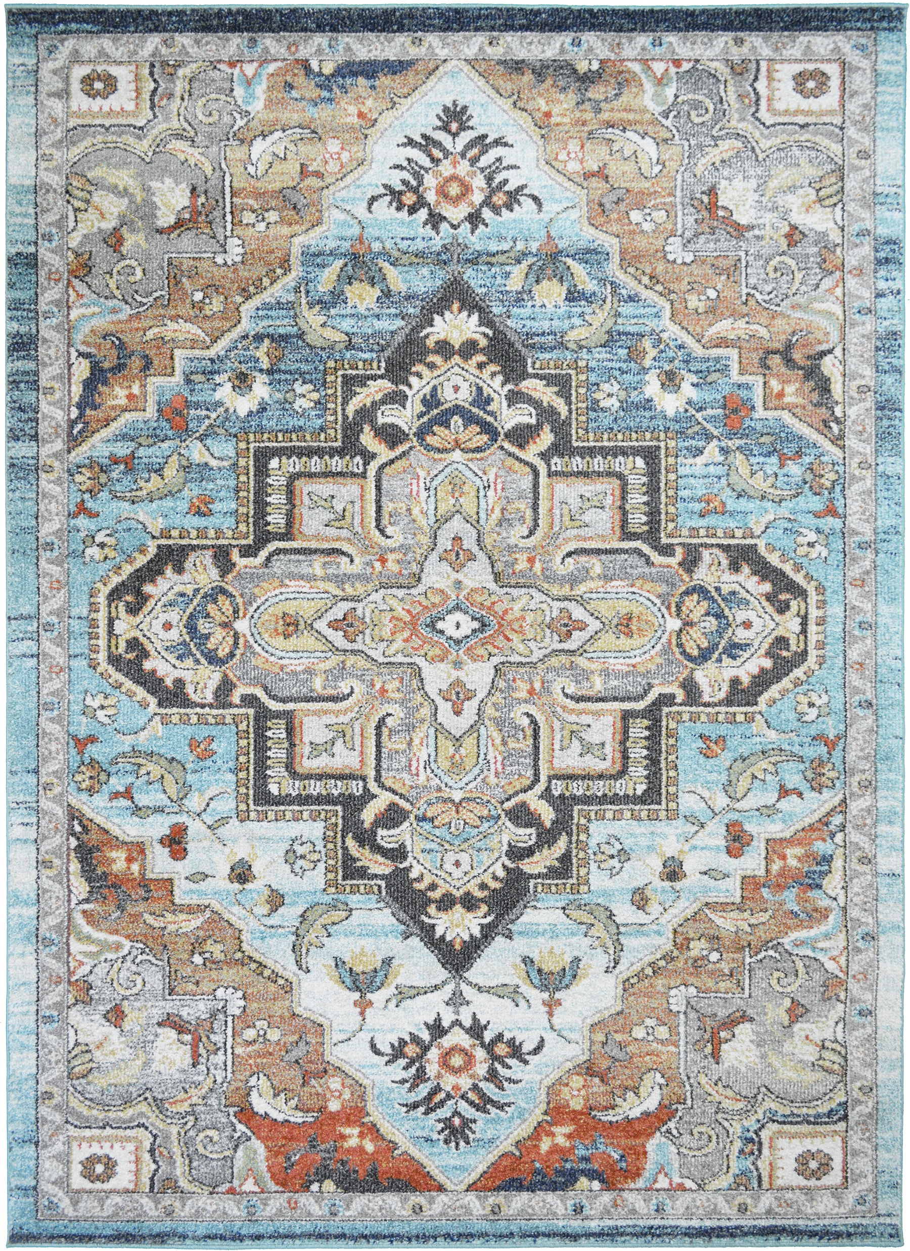 Mayberry Rugs Monaco Leila Blue Area Rug – Traditional Home Decor Rug Mayberry Rug