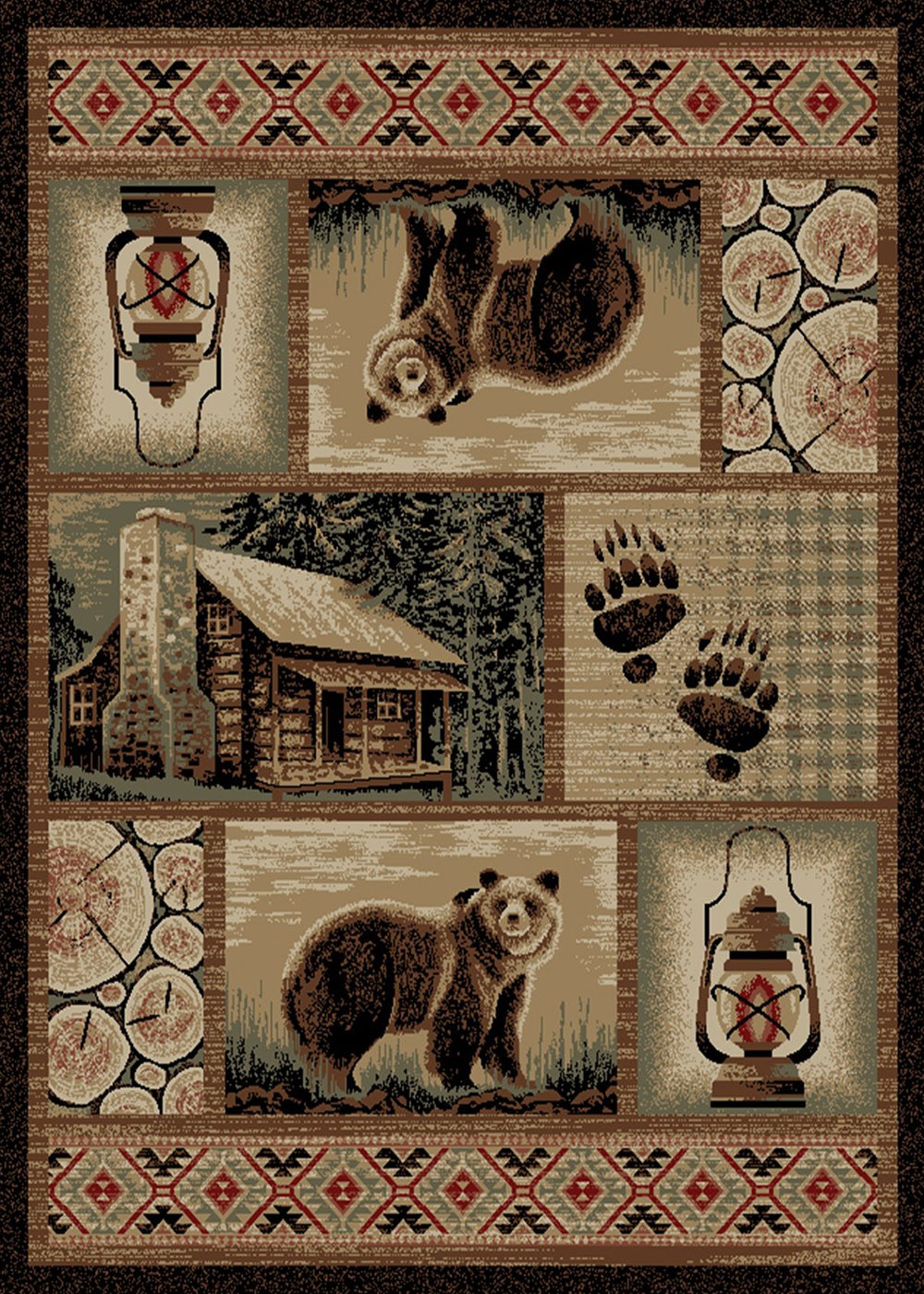 Mayberry Rugs Hearthside Cabin Hideaway Multi Area Rug – Rustic Cabin Lodge Rug Mayberry Rug