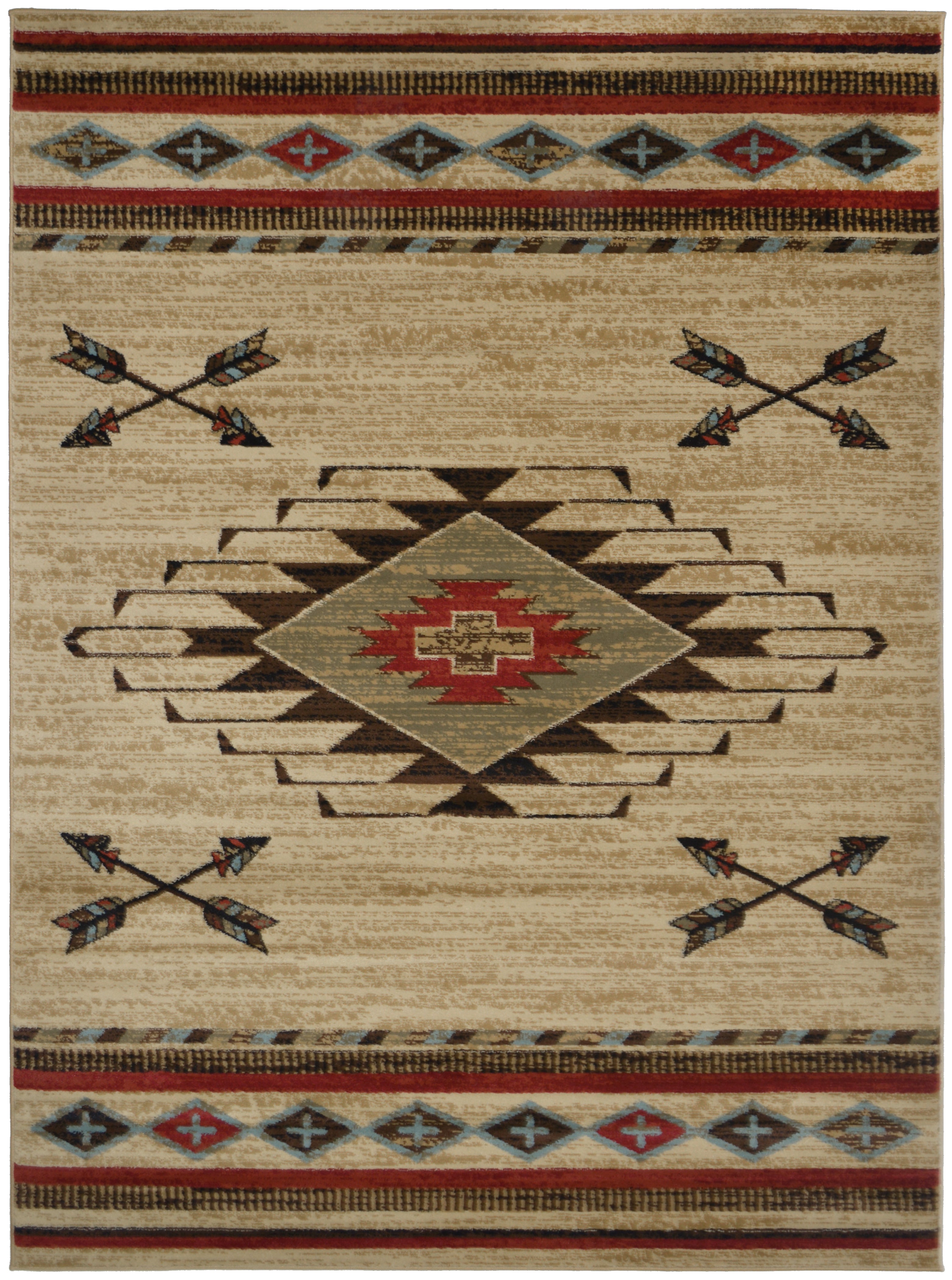 Mayberry Rugs American Destination Arrowhead Antique Area Rug – Southwestern Lodge Rug Mayberry Rug