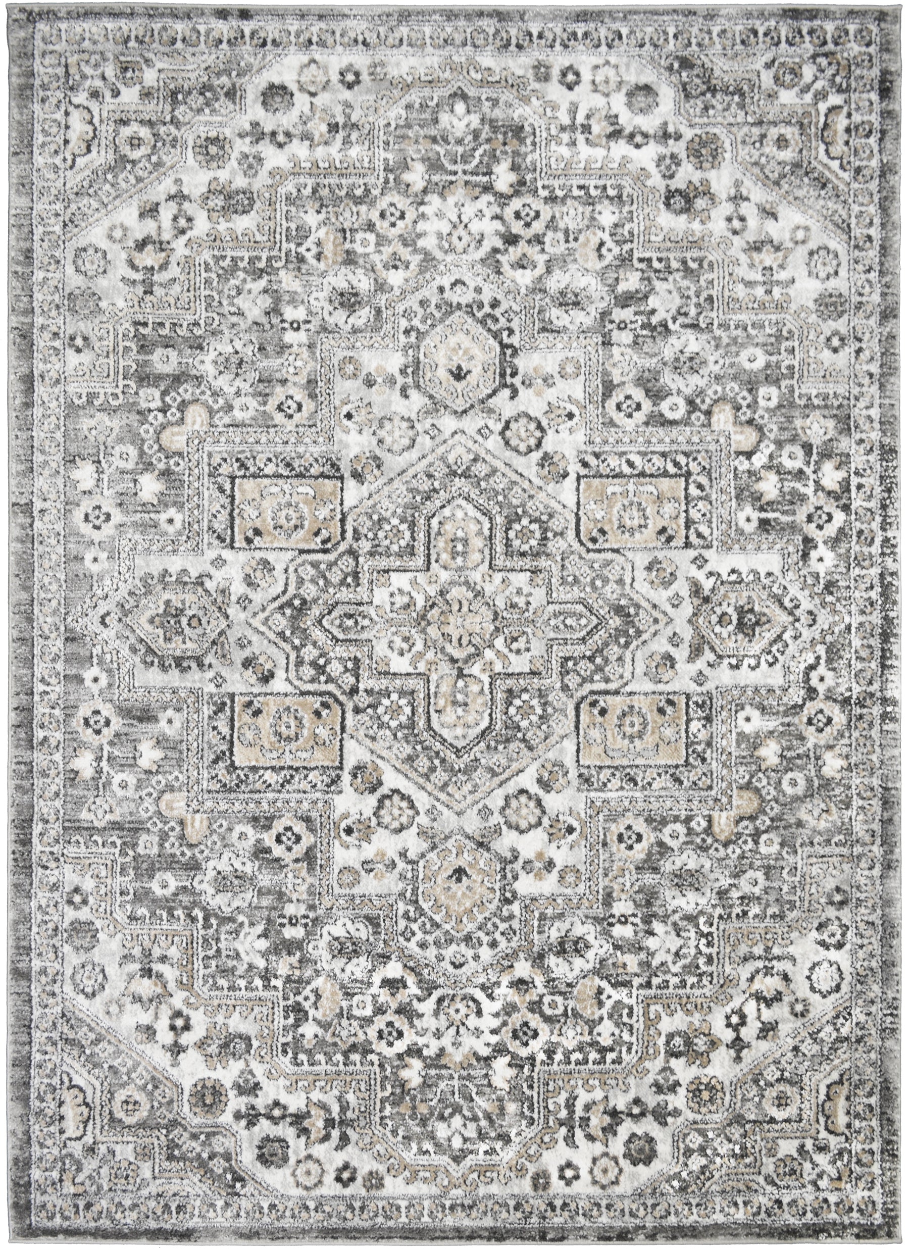 Mayberry Rugs Firenze Radiance Gray Area Rug – Traditional Ornate Rug Mayberry Rug