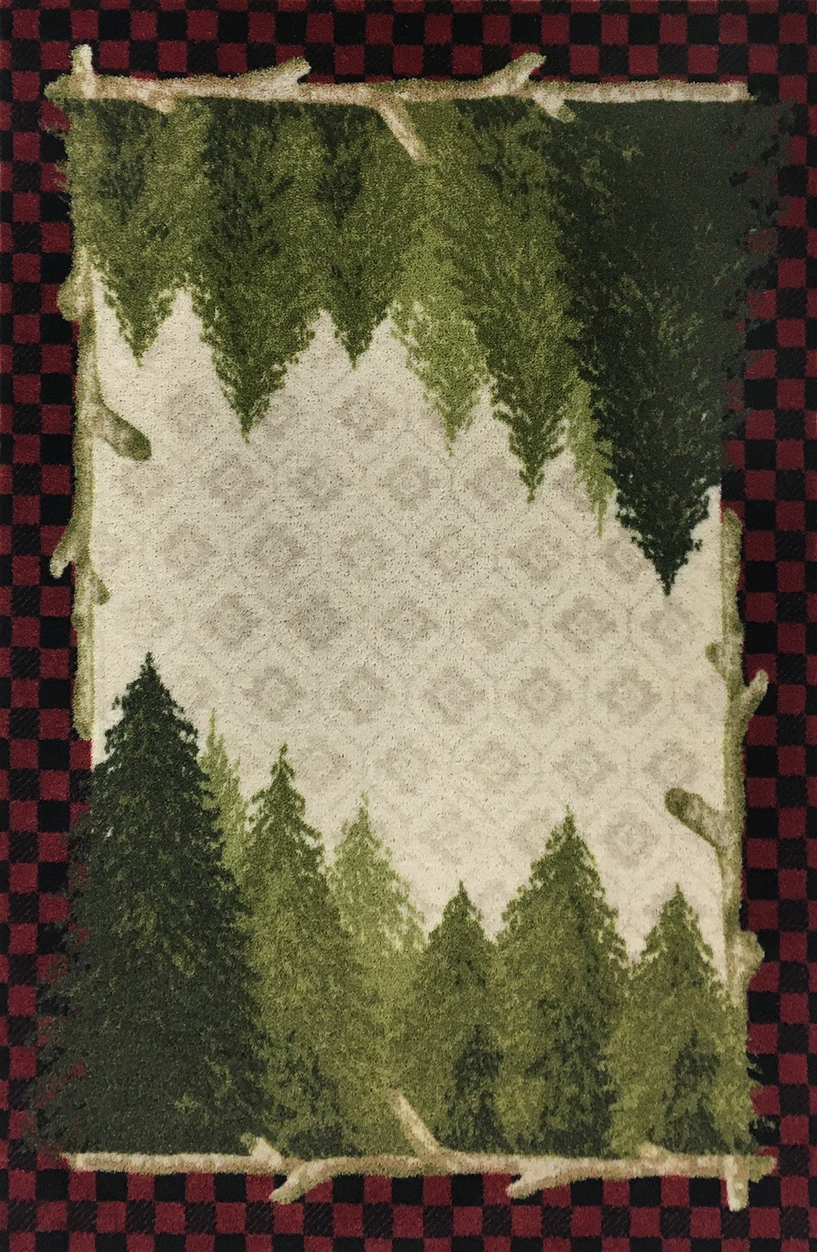 Mayberry Rugs Cozy Cabin Pine Plaid Red Area Rug – Rustic Cabin Lodge Rug Mayberry Rug
