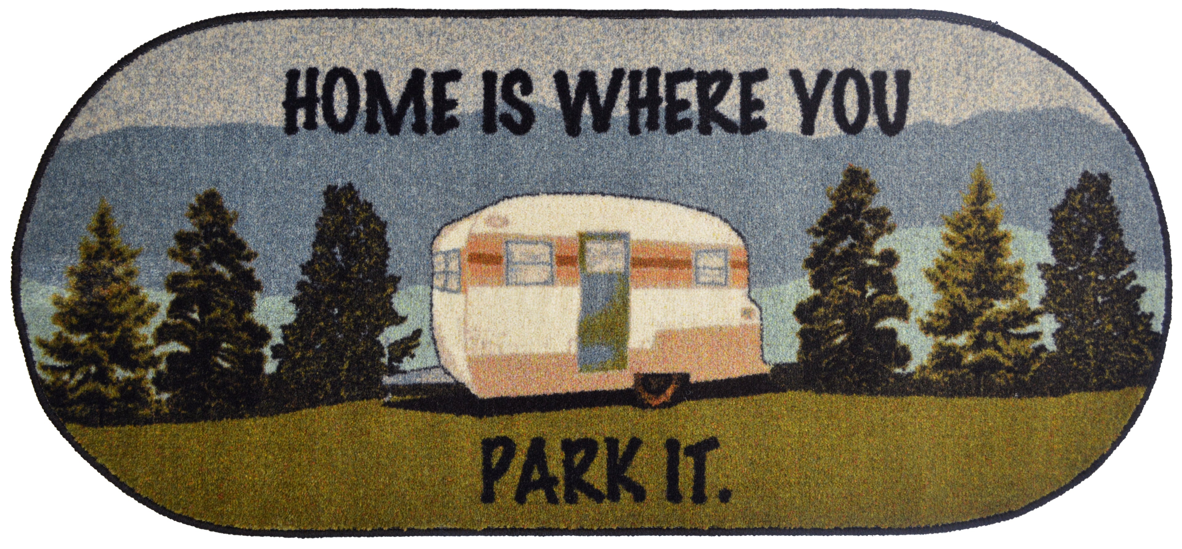 Mayberry Rugs Cozy Cabin Home Is Where You Park It Brown Area Rug – Rustic Cabin Lodge Rug Mayberry Rug