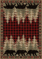 Mayberry Rugs American Destination Blowing Rock Red Area Rug – Rustic Lodge Rug Mayberry Rug